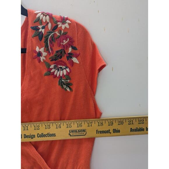 Zara Women Orange Casual Dress M Pullover Boho Floral Casual - Picture 5 of 7